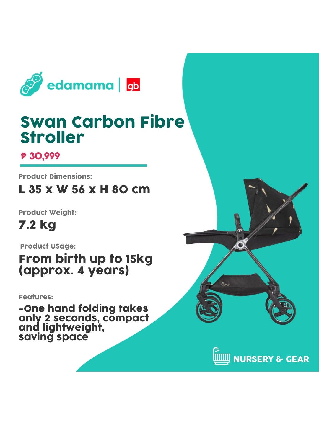 Goodbaby Swan Carbon Fibre Stroller edamama